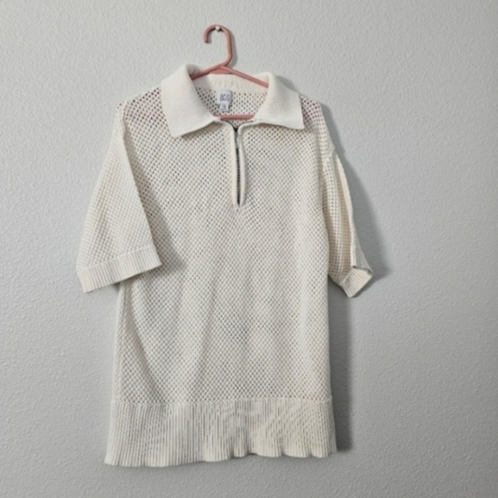 BDG Cream Knit Collared Polo Shirt Sz S